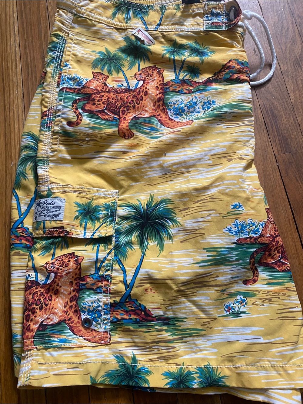 Polo by Ralph Lauren Yellow Tropical Leopard Print Swim Shorts